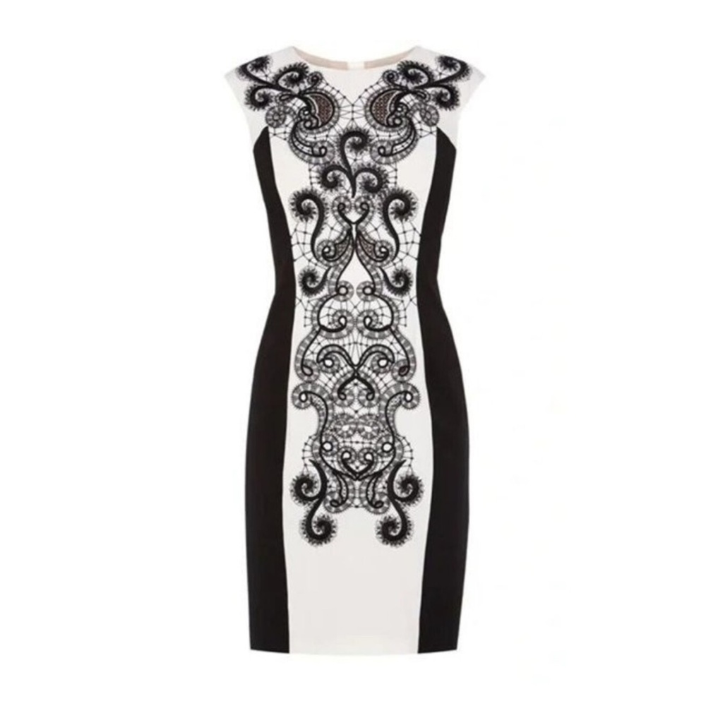 Embroidered Two Tone Sheath Dress